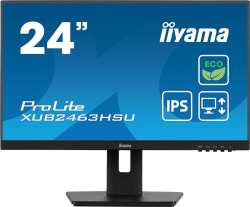 iiyama ProLite XUB2463HSU-B1 - Écran LED - 24" (23.8" visualisable) - 1920 x 1080 Full HD (1080p) @ 100 Hz - IPS - 250 cd/m² - 1300:1 - 3 ms - HDMI, D