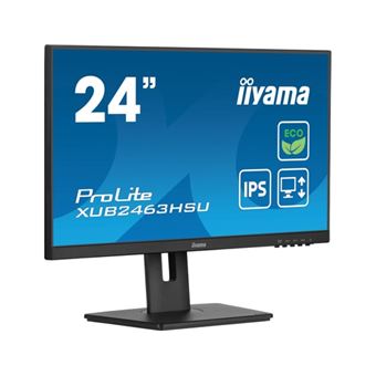 iiyama ProLite XUB2463HSU-B1 - Écran LED - 24" (23.8" visualisable) - 1920 x 1080 Full HD (1080p) @ 100 Hz - IPS - 250 cd/m² - 1300:1 - 3 ms - HDMI, DisplayPort - haut-parleurs - noir, mat