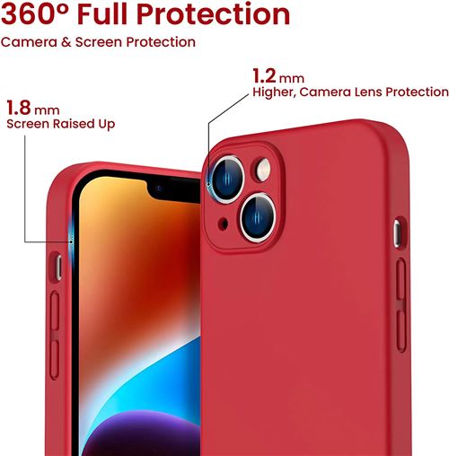 Coque Silicone Pour iPhone 14 Couleur Rouge Protection Objectif Appareil  Photo + Verre Trempe Protection Ecran Little Boutik® - Apple/iPhone 14 -  little-boutik
