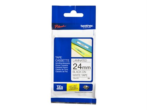 Brother TZ251 - Noir sur blanc - Rouleau (2,4 cm x 8 m) 1 cassette(s) ruban laminé - pour P-Touch PT-1400, 1600, 1650, 2430, 2600, 2610, 2700, 2710, 2730, 3600, 9600, 9700, 9800