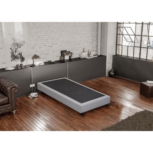 CREASOM SEQUOIA Sommier 90 x 190 - 14 lattes fixes - Gris clair