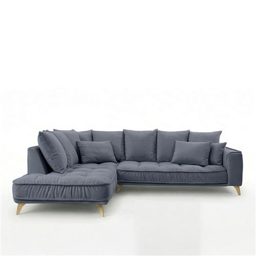Canap&eacute; Tissu Angle Gauche Bleu Altamo - 4 Places - Bleu