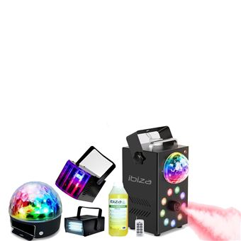 Eclairage et jeux de lumière Ibiza Light Pack Lumières - Ensemble Jeux  Lumières Stroboscope Astro Derby - Machine Fumée LEDS RGB FOGGY-ASTRO Soirée  Cadeau Fête