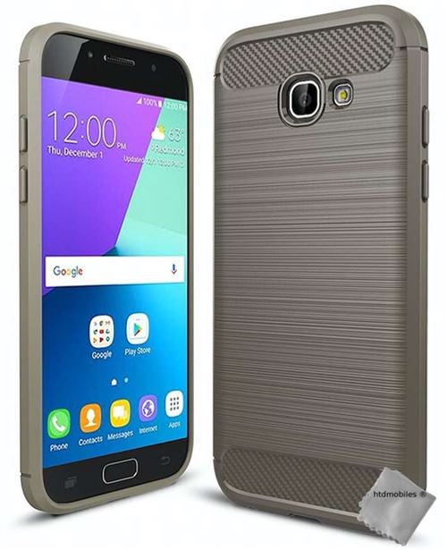 Housse etui coque silicone gel carbone pour Samsung Galaxy A3 (2017) + film ecran - GRIS - htdmobiles