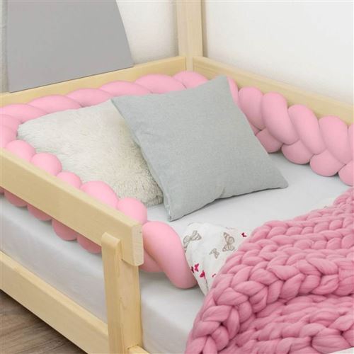 Tour de lit tressé déco pour enfant et adulte - Rose - 20 x 550 cm - Benlemi