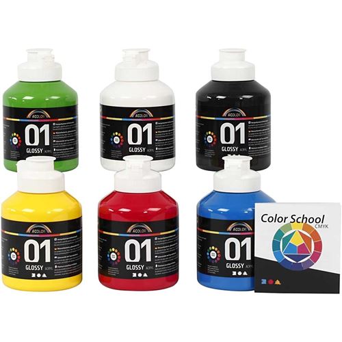 A-Color peinture acrylique brillant 6 pièces 500 ml multicolore