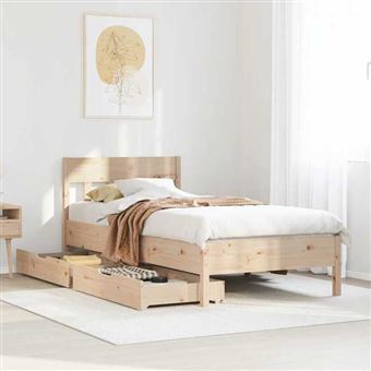vidaXL Cadre de lit avec tête de lit 90x190 cm bois de pin massif, meuble de chambre à coucher, sommier, lit en bois, lit, 3301887 - 1