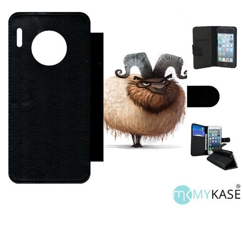 Etui My-Kase pour Mate 30 Pro - funny mouton super content - Simili-cuir Noir