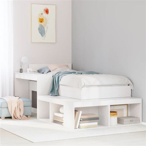 Non Communiqué Blanc Table De Chevet Avec Bureau Bois De Pin Massif
