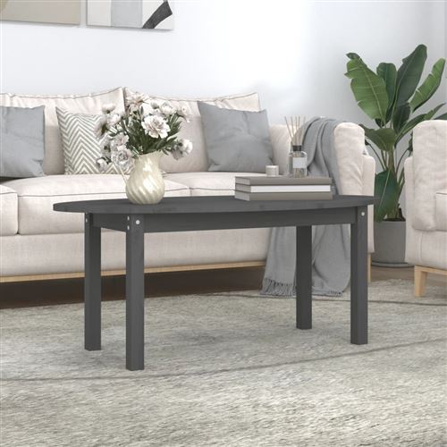 Vidaxl Gris Table Basse 110X55x45 Cm Bois Massif De Pin822344 - Image 3