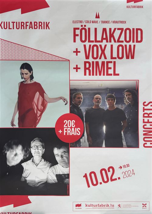 Affiche - Föllakzoid & Vox Low & Rimel - Concert Luxembourg 2024 - 60x80cm