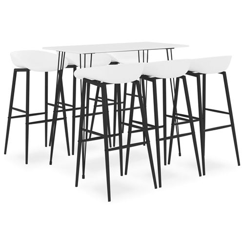 Ensemble De Bar 7 Pcs Blanc Vidaxl