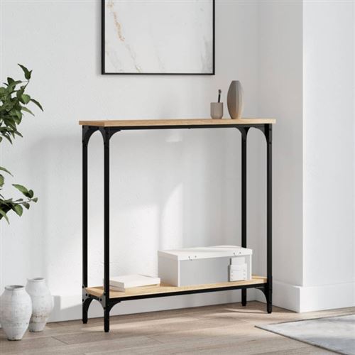Table console chêne sonoma 75x22,5x75 cm bois d ingénierie
