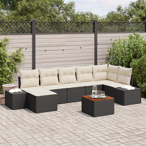 Non Communiqué Noir Ensemble De Canapé De Jardin De 8 Pièces Avec Coussins En Rotin Poly
