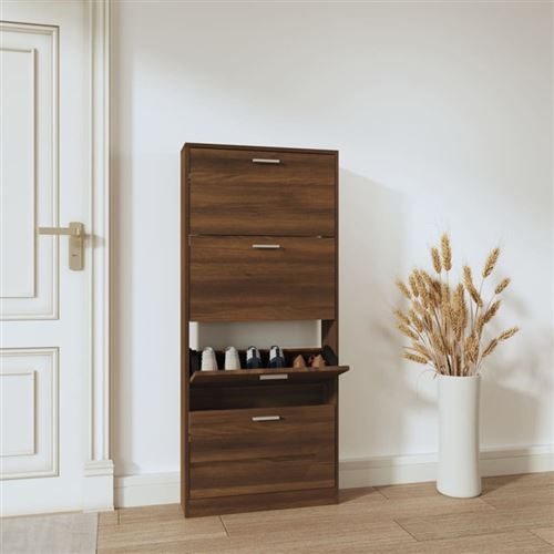 vidaXL Armoire à chaussures Chêne marron 59x17x150cm Bois d'ingénierie342525