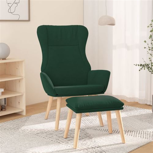 Non Communiqué Vert Chaise De Relaxation Avec Repose Pied Foncé Tissu