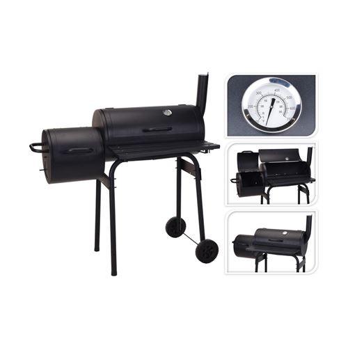 Barbecue à Charbon avec Couvercle et Roulettes Noir (112 x