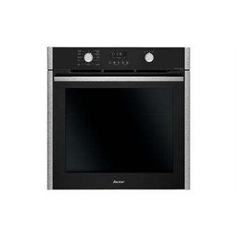 Chaleur tournante, 68 L, program. electr. 2 manettes, LCD blanc, Classe A, 10 positions de cuisson dont 3 vapeurs et pain, Guide saveur 12 recettes, contre porte plein verre demontable, Porte froide, 2 modes pyro dont pyro Eco, Fermeture douce