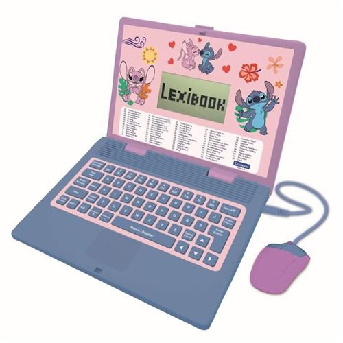 Non Communiqué Multicolore (Bleu, Violet, Rose) Ordinateur Éducatif Lexibook Stitch Et Angel Bilingue Fr/En 124 Activités