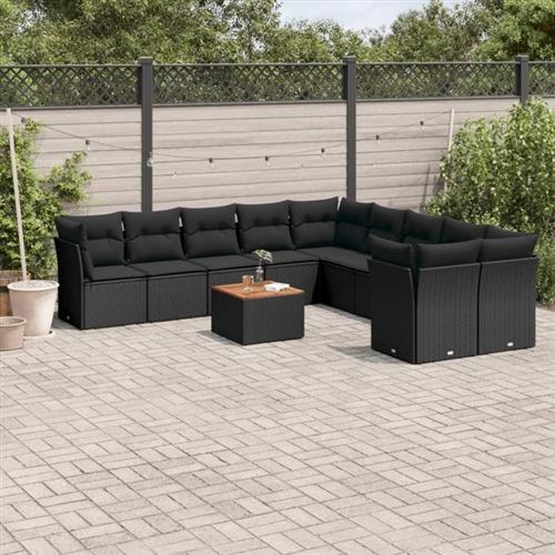 Vidaxl Noir Salon De Jardin Modulable Rotin 11 Pieces 10 Personnes - Image 2