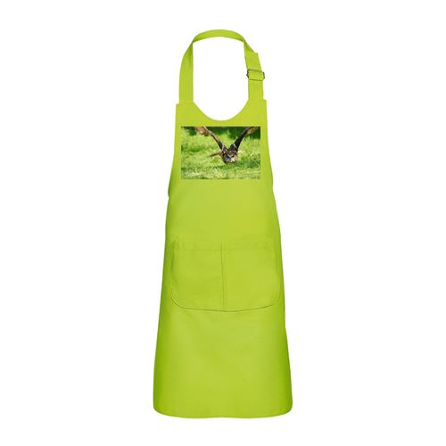 Fabulous Tablier Cuisine Enfant 2 Poches Vert Chouette en Vol Superbe - Haut de gamme