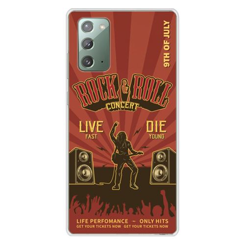 Coque en silicone imprimée compatible Samsung Galaxy Note 20 Rock and roll