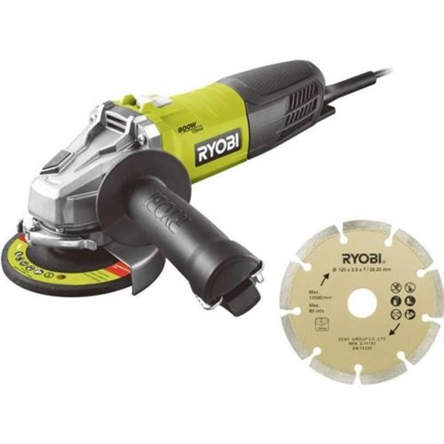 Non Communiqué Ryobi Meuleuse D Angle 800 W Diam. 125 Mm 12 000 Tr Min Sac Disque Diamant 125 Mm & C
