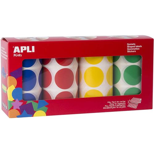 Non Communiqué Jaune/Bleu/Rouge Boîte De 4 Rouleaux De Gommettes Rondes - 33 Mm - Et Vert