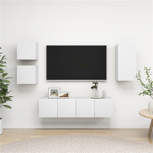 VIDAXL - Ensemble Meuble TV - 5 Pièces - Blanc - Image 2