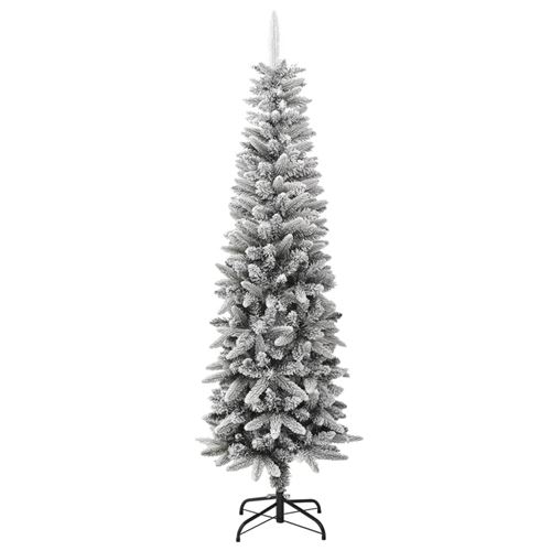 VidaXL Sapin de Noël artificiel mince avec neige floquée 180 cm PVC/PE