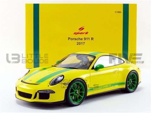 Voiture Miniature de Collection SPARK 1-18 - PORSCHE 991 R - 2017 - Yellow / Green - 18S259