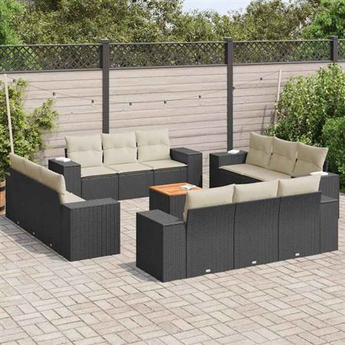VIDAXL Salon de jardin  13 pcs - Noir