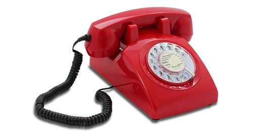 Opis 60s cable avec étiquette ptt française classique: téléphone fixe filaire avec cadran rotatif / téléphone rétro vintage (rouge)