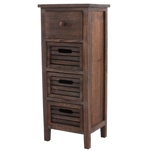 Générique Marron Commode / Table D'appoint / Armoire, 4 Tiroirs, 30X25x74cm, Shabby, Vintage, - Image 1