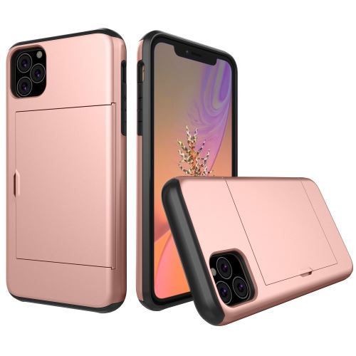 Coque en TPU hybride avec fente pour carte or rose pour votre Apple iPhone XR 6.1 pouces (2019)