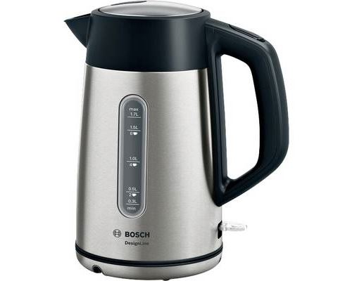 Bosch DesignLine TWK4P440 - Waterkoker - 1.7 liter - 2.4 kW - roestvrij staal/zwart