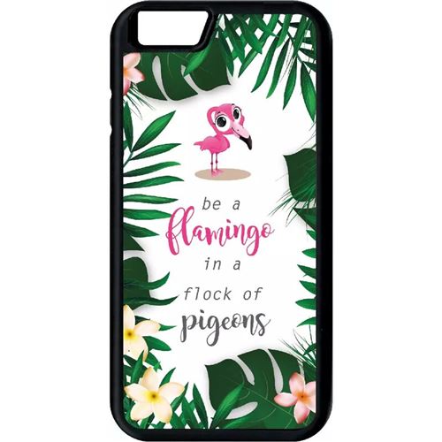 Coque Apple Iphone 6 Etre Un Flamant Rose Dans Un Troupeau De Pigeons Fond Blanc 2