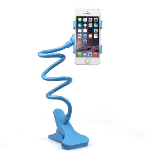 Support Bureau Lazy pour WIKO U FEEL LITE Smartphone Pince Clip Universel Flexible Reglable (BLEU)