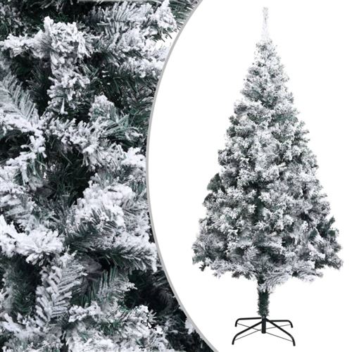 vidaXL Sapin de Noël artificiel avec neige floquée Vert 210 cm PVC