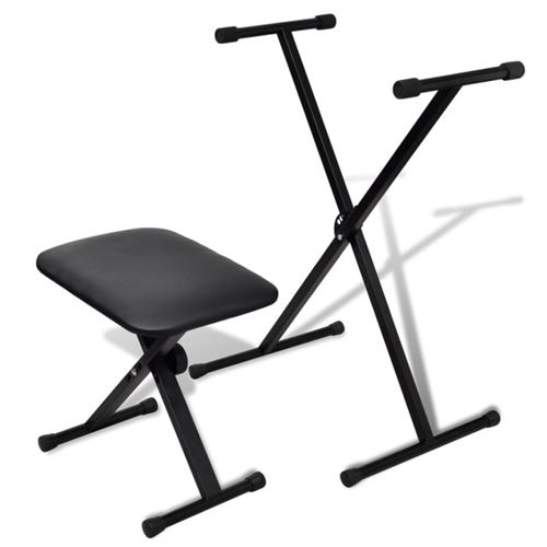 Vidaxl Noir Ensemble De Tabouret Et Support Réglable De Piano - Image 1