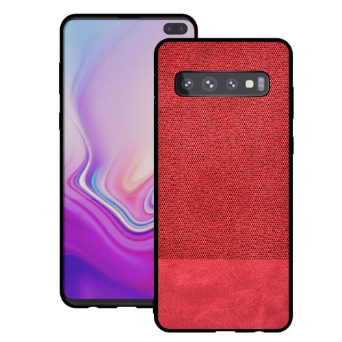 Coque en TPU épissure de tissu coton rouge pour votre Samsung Galaxy S10