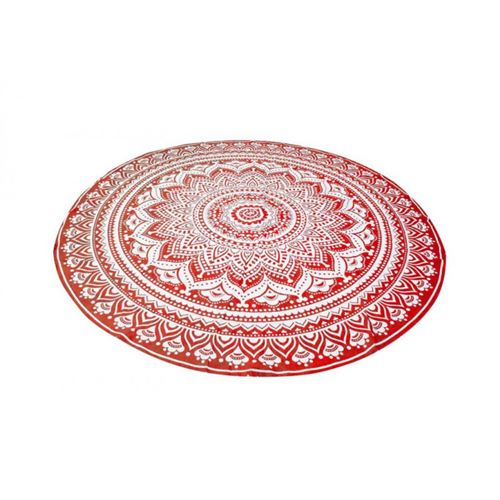 Plaid fouta en coton rond 180 cm MUMBAI rouge, par Soleil d'ocre