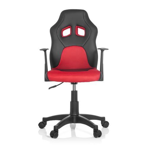 Chaise de bureau / Siège pivotant enfant TEEN RACER AL noir rouge hjh OFFICE