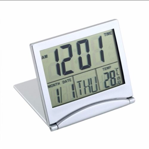 Yonis Gris Réveil Matin Numérique Horloge Thermomètre Pliable 2 Types D'affichage Lcd Blanc - Image 1