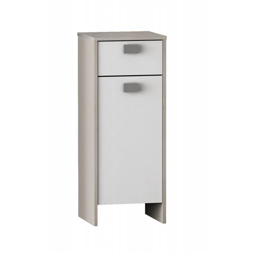 Meuble bas 1 porte + 1 tiroir HONOLULU blanc/chêne champagne