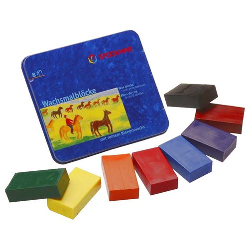 Blocs en cire d'abeille - assortiment 8 couleurs - métal STOCKMAR