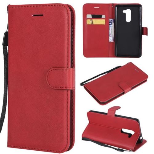Couleur unie Étui Housse Couverture Portefeuille Pochette pour Huawei Honor 6X 5.5; Rouge