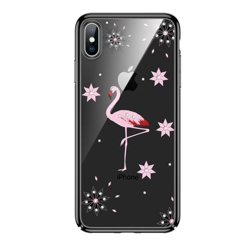 Coque en TPU impression de transfert de l'eau de décor de diamant noir pour votre Apple iPhone X/XS 5.8 pouces