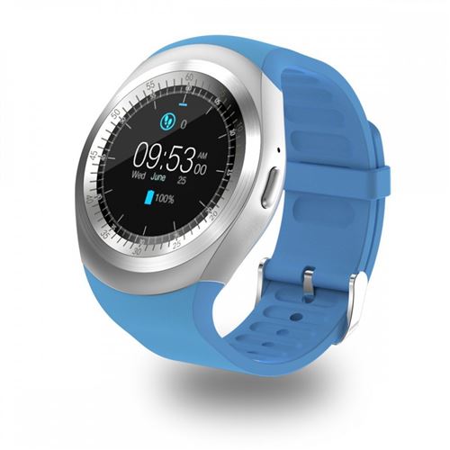 Montre Mixte Eclock Mouvement Quartz Cadran Noir 43x12,5mm Et Bracelet Bleu En Caoutchouc EK-C7