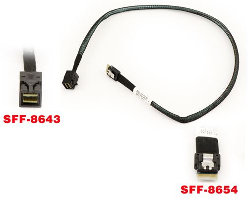 Cordon MiniSAS SFF-8643 vers Slimline SAS SFF-8654 Blindé - Longueur 50cm